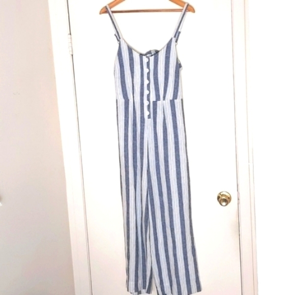 Rails Teresa Cannes Stripe Jumpsuit Linen Jumpsuit Blue White Size XS - Picture 2 of 16